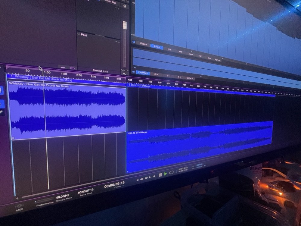 DAW session screen at Leaning Studios